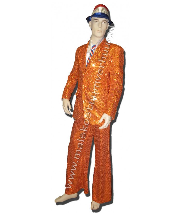 Verlichting bijzonder tetraëder Oranje glitter pak | Feest kleding te huur